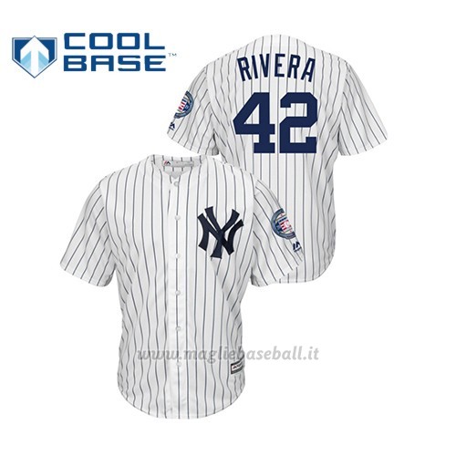 Maglia Baseball Hombre New York Yankees 42 Mariano Rivera 2019 Hall Of Fame Induction Majestic Cool Base Bianco